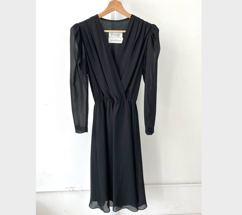 VTG Ferrali Phillipe Little Black Dress Party Cocktail Saks Fifth Avenue EST XS